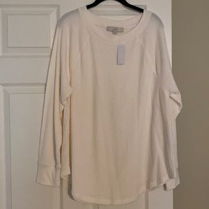NWT Loft Cream Waffle Shirt XL